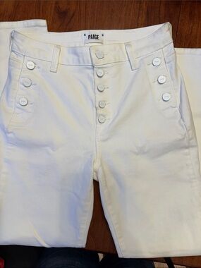 PAIGE Emmie Ankle White High-Rise Button Fly Jeans